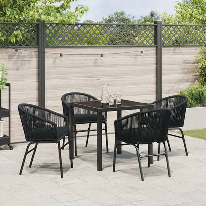 Tuin eettafelset 5 pcs Zwart Gepoedercoat staal