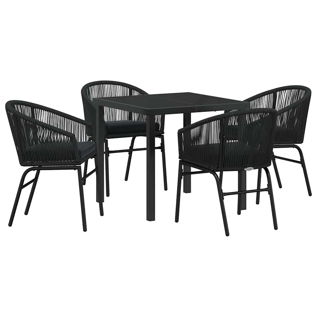 Tuin eettafelset 5 pcs Zwart Gepoedercoat staal