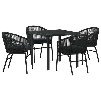 Tuin eettafelset 5 pcs Zwart Gepoedercoat staal