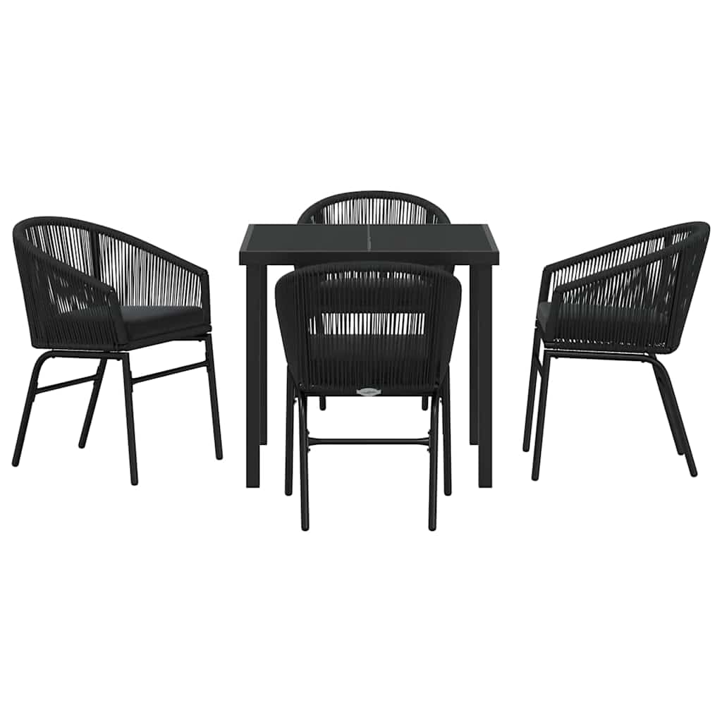 Tuin eettafelset 5 pcs Zwart Gepoedercoat staal