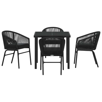 Tuin eettafelset 5 pcs Zwart Gepoedercoat staal
