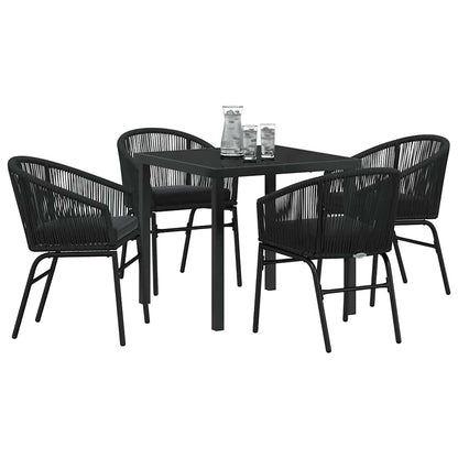 Tuin eettafelset 5 pcs Zwart Gepoedercoat staal