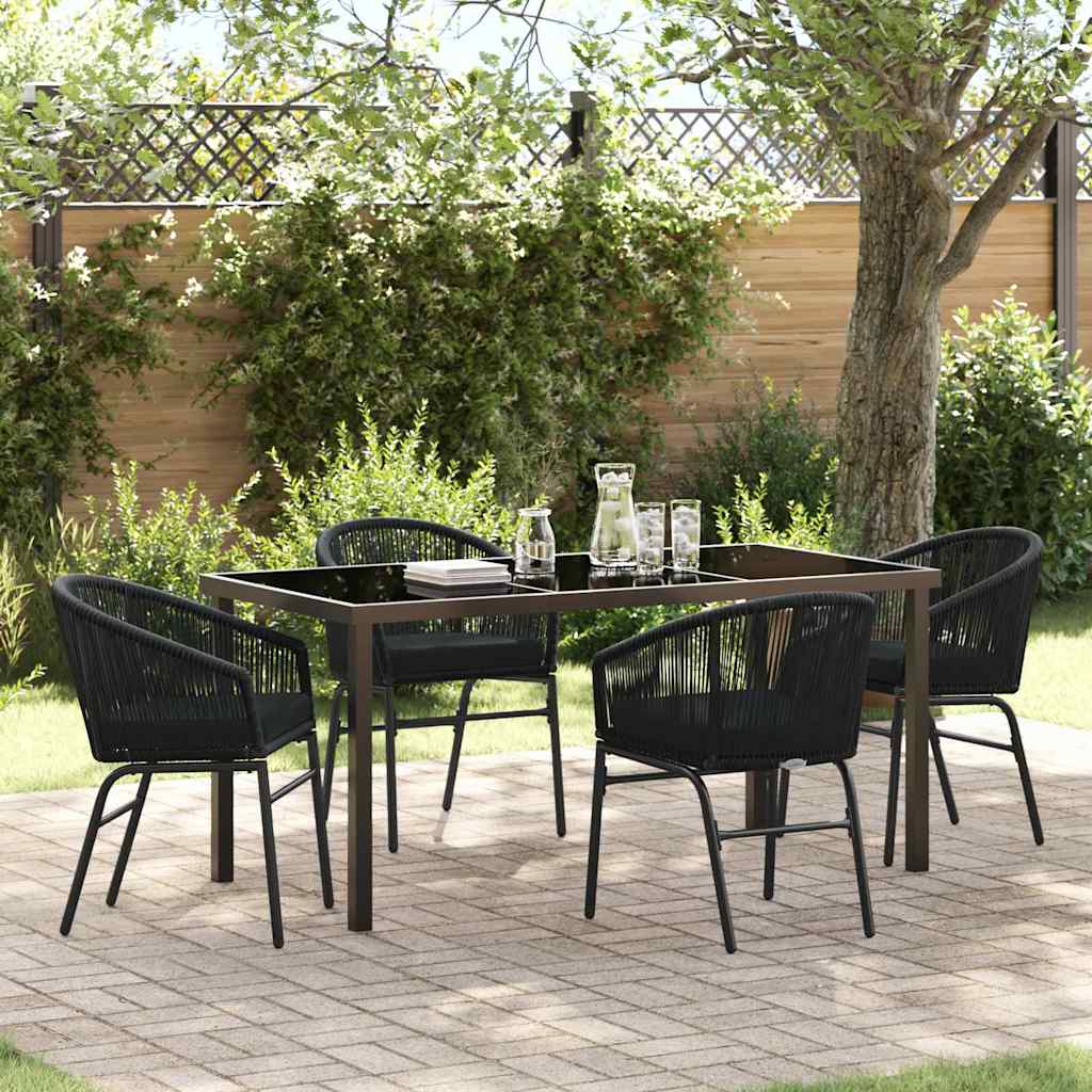Tuin eettafelset 5 pcs Zwart Gepoedercoat staal