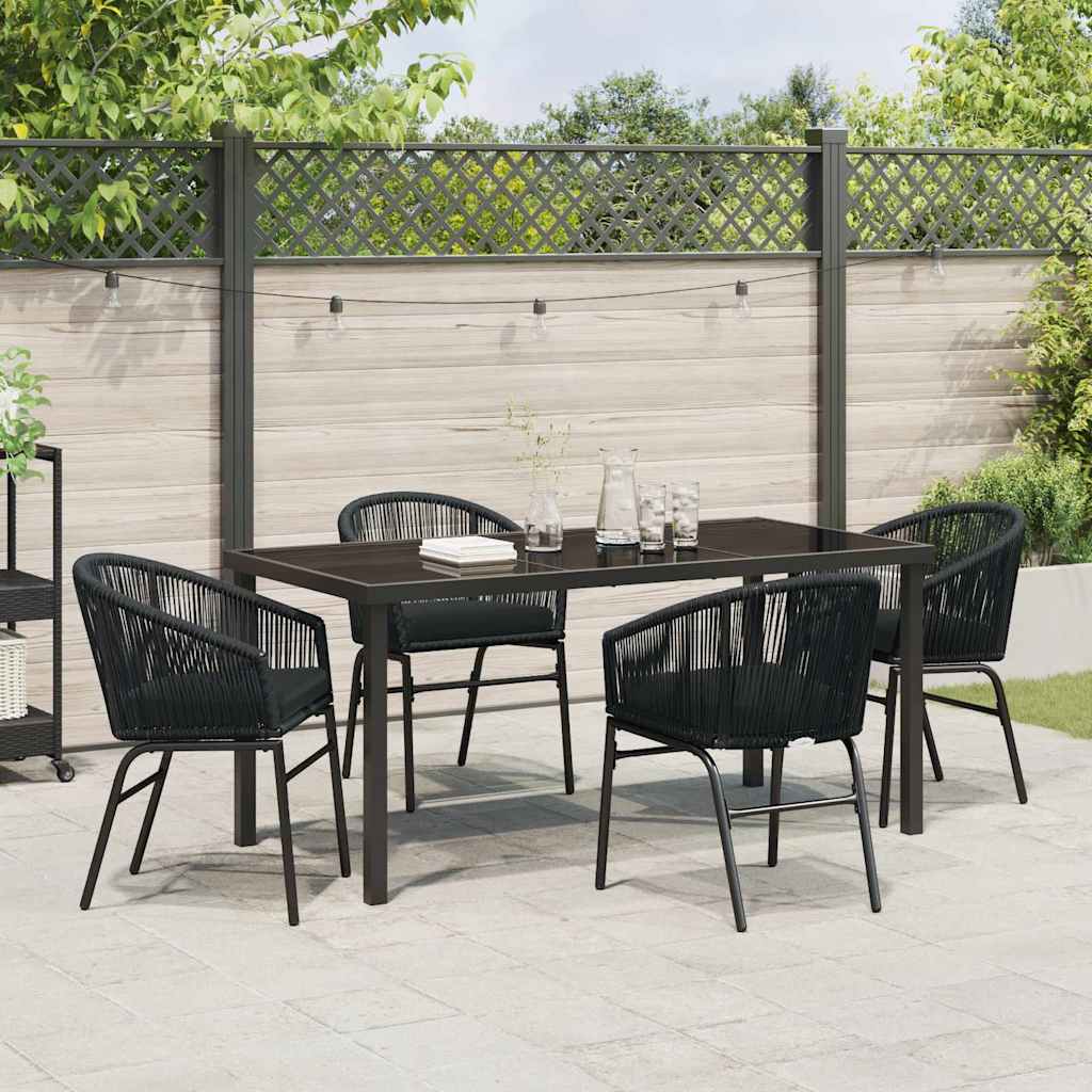 Tuin eettafelset 5 pcs Zwart Gepoedercoat staal