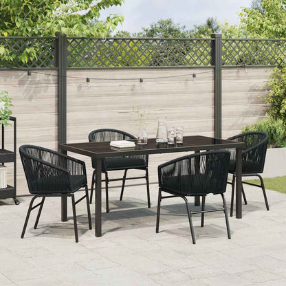 Tuin eettafelset 5 pcs Zwart Gepoedercoat staal