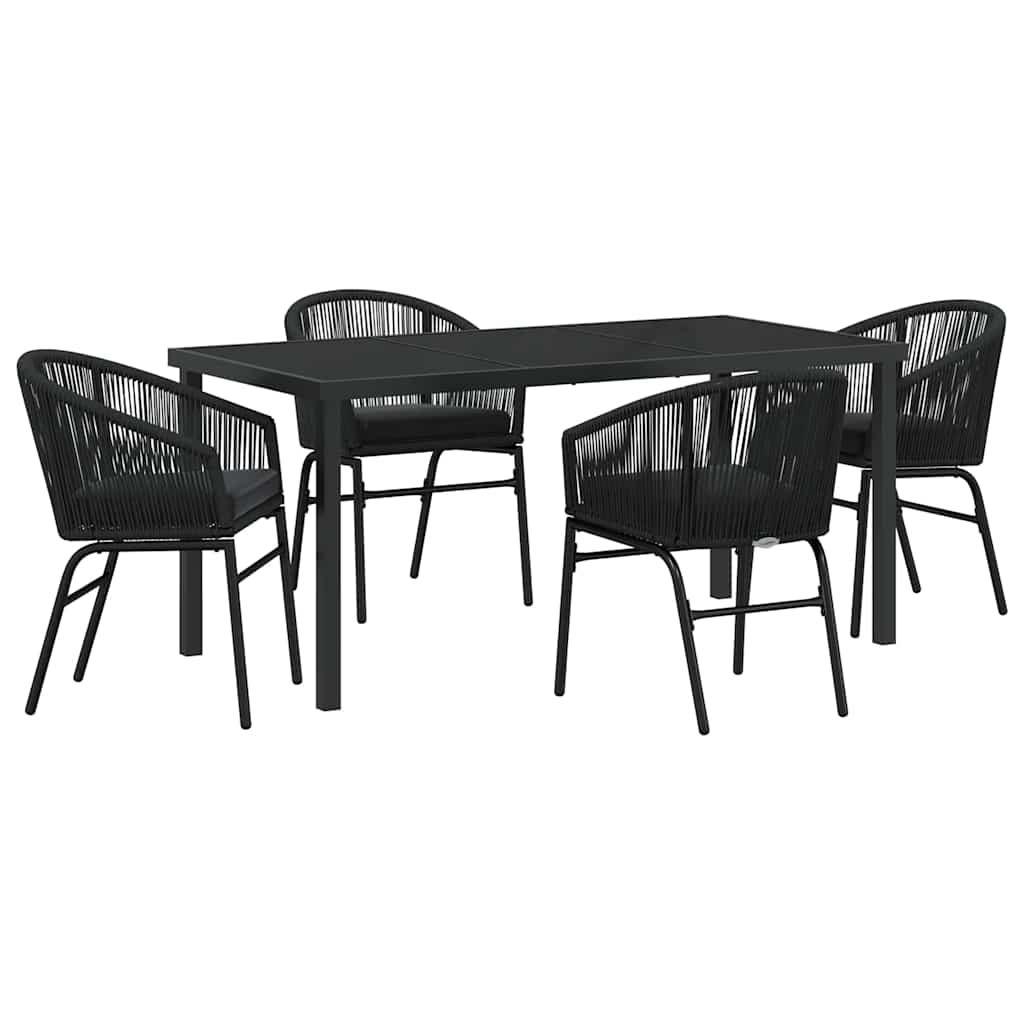 Tuin eettafelset 5 pcs Zwart Gepoedercoat staal