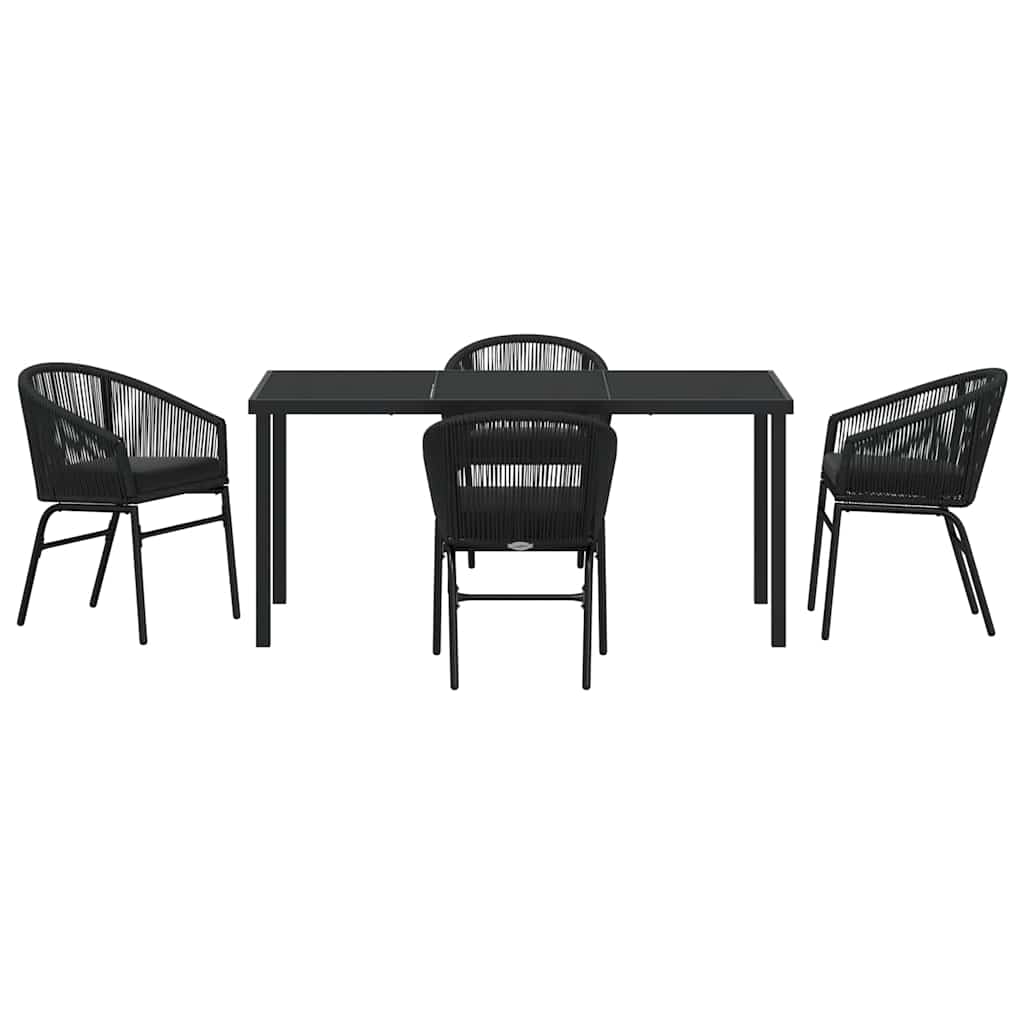 Tuin eettafelset 5 pcs Zwart Gepoedercoat staal