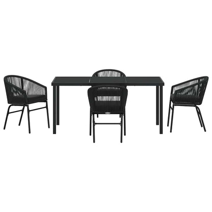 Tuin eettafelset 5 pcs Zwart Gepoedercoat staal