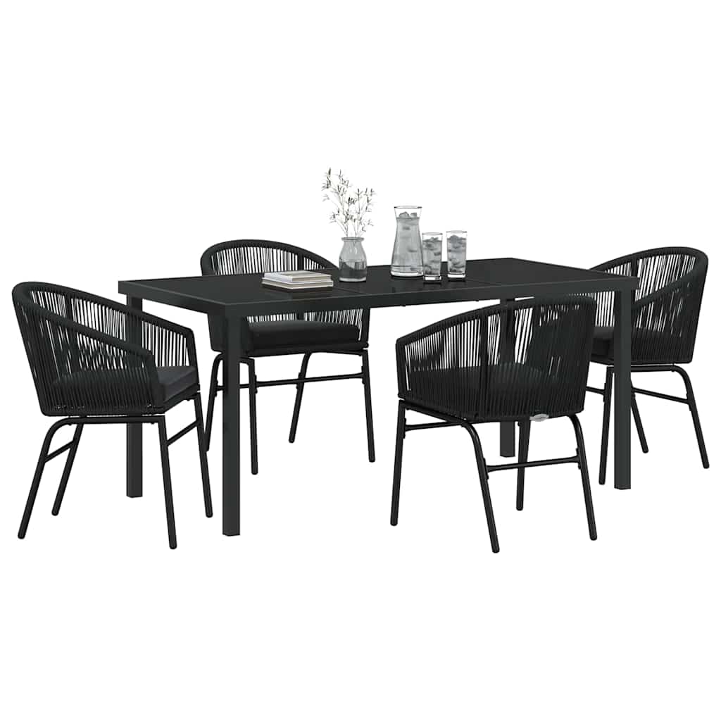 Tuin eettafelset 5 pcs Zwart Gepoedercoat staal