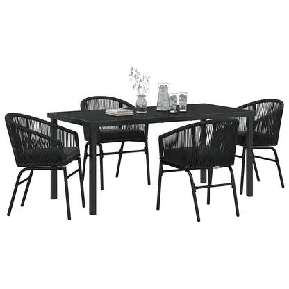 Tuin eettafelset 5 pcs Zwart Gepoedercoat staal