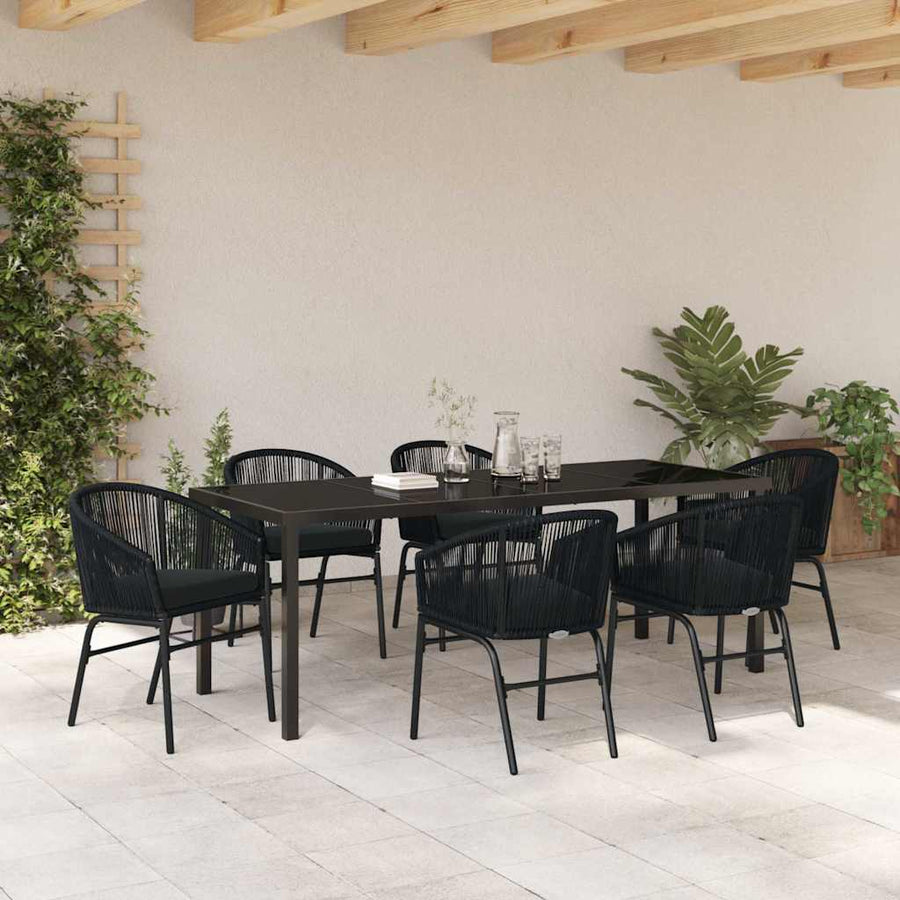 Tuin Eettafelset 7 Pcs Zwart Gepoedercoat Staal Grijs En Goud