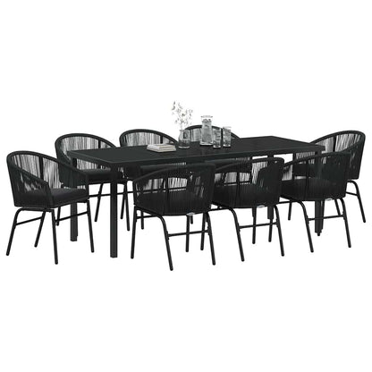 Tuin Eettafelset 9 Pcs Zwart Gepoedercoat Staal Grijs En Goud