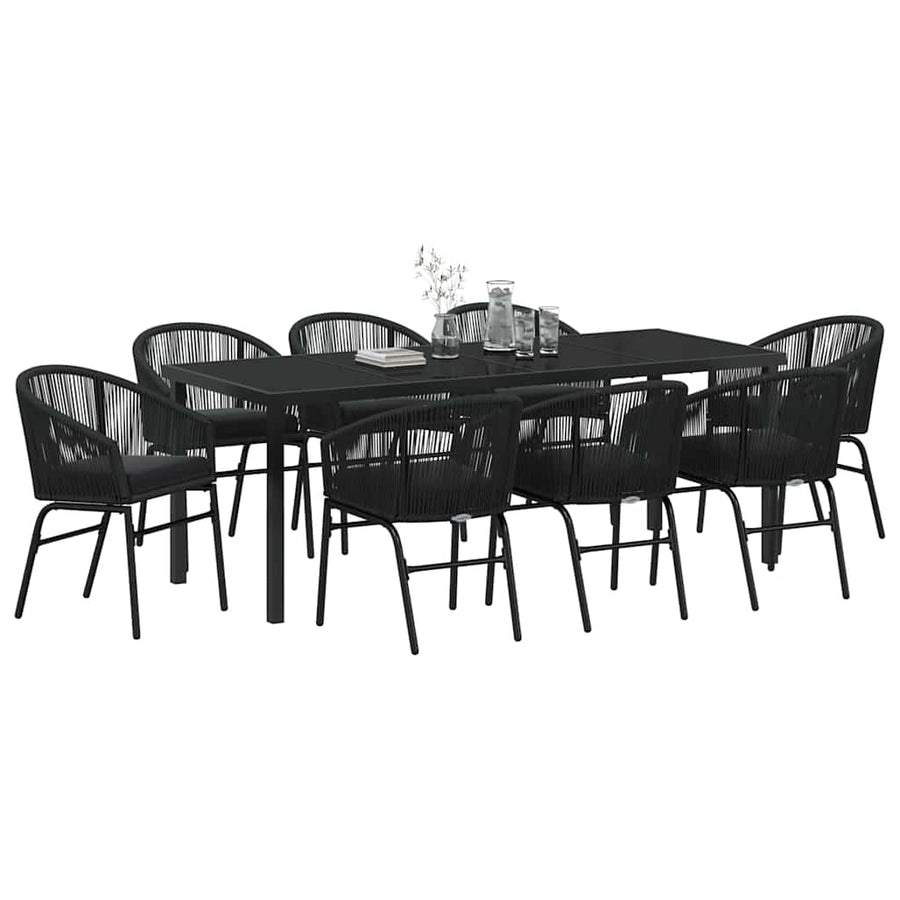 Tuin Eettafelset 9 Pcs Zwart Gepoedercoat Staal Grijs En Goud