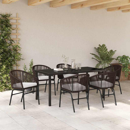 Tuin eettafelset 7 pcs Bruin Gepoedercoat staal