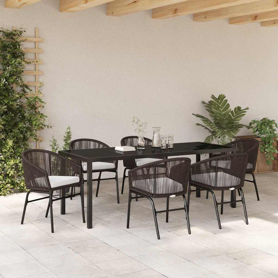 Tuin eettafelset 7 pcs Bruin Gepoedercoat staal