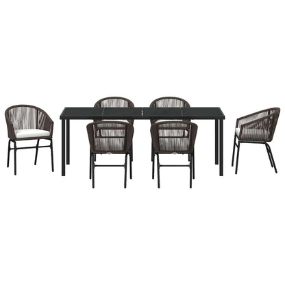 Tuin eettafelset 7 pcs Bruin Gepoedercoat staal