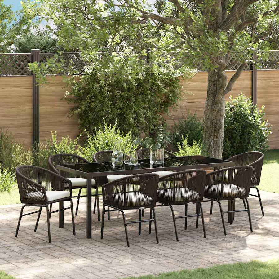 Tuin Eettafelset 9 Pcs Bruin Gepoedercoat Staal