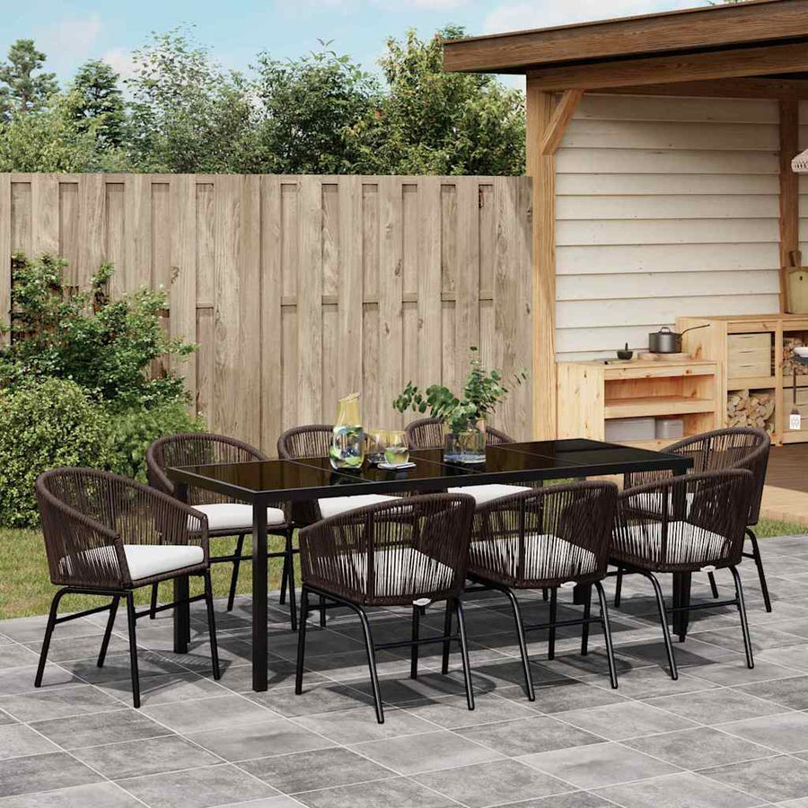 Tuin Eettafelset 9 Pcs Bruin Gepoedercoat Staal