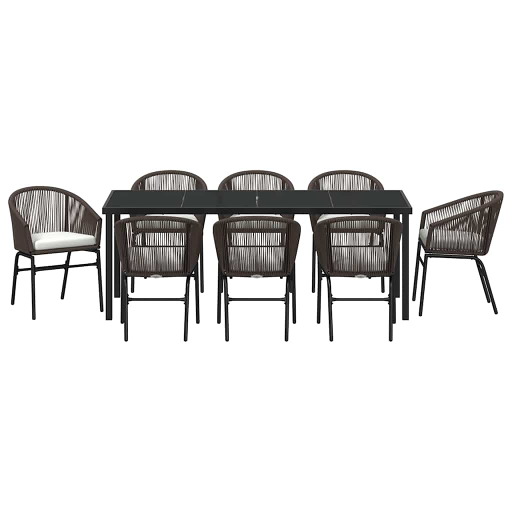 Tuin Eettafelset 9 Pcs Bruin Gepoedercoat Staal
