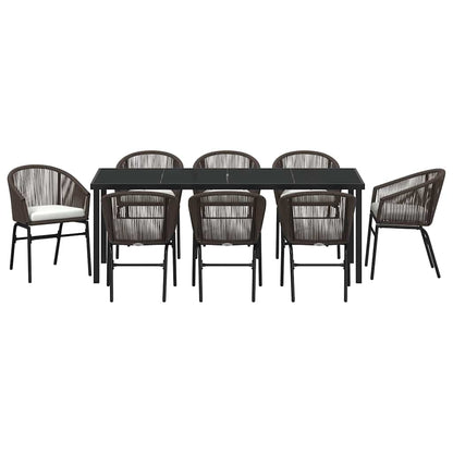 Tuin Eettafelset 9 Pcs Bruin Gepoedercoat Staal