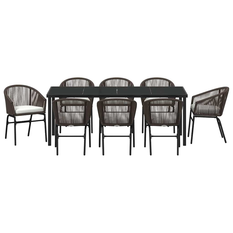 Tuin Eettafelset 9 Pcs Bruin Gepoedercoat Staal