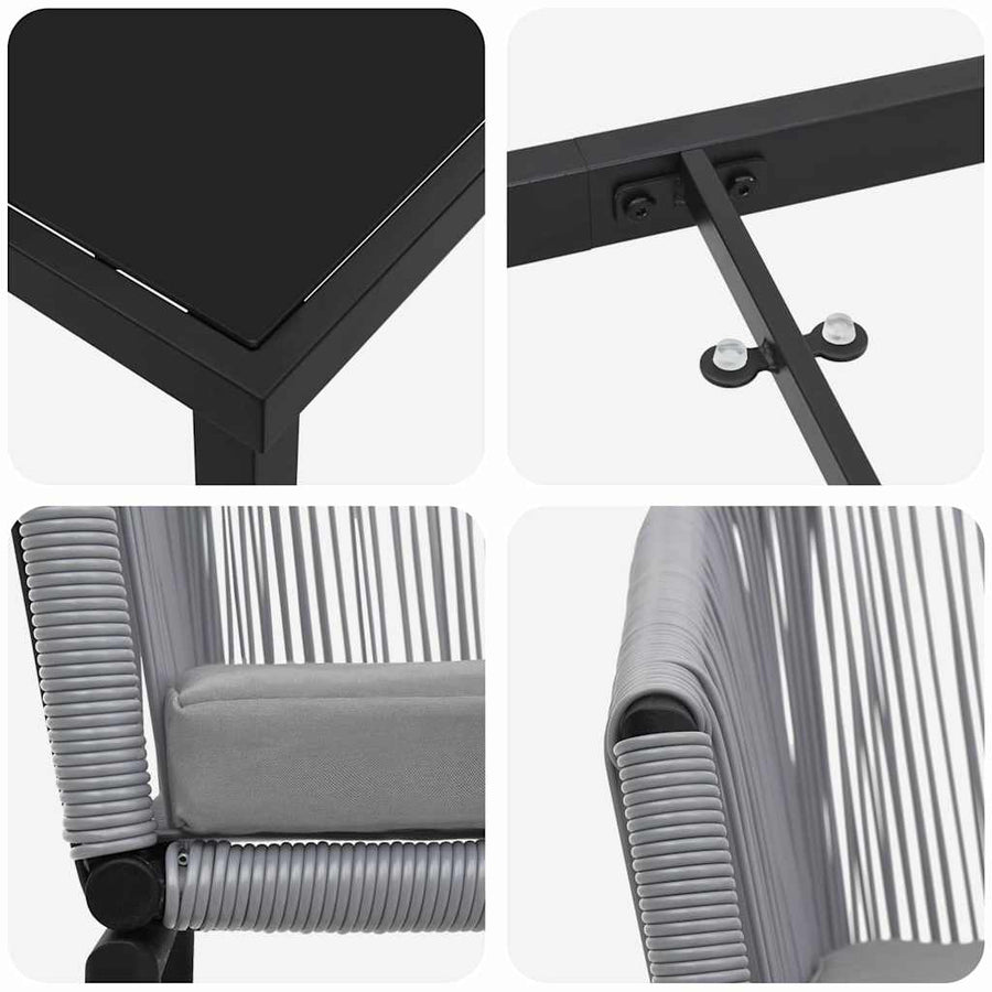 Tuin Eettafelset 9 Pcs Antraciet Gepoedercoat Staal