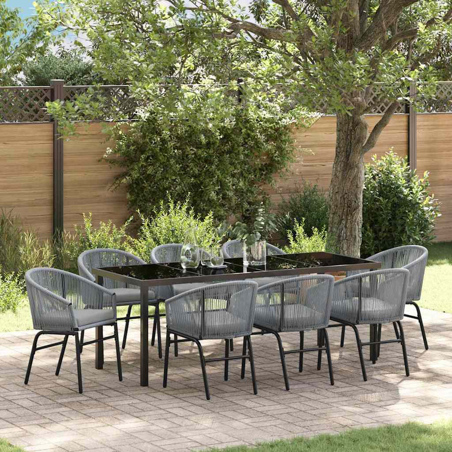 Tuin Eettafelset 9 Pcs Antraciet Gepoedercoat Staal