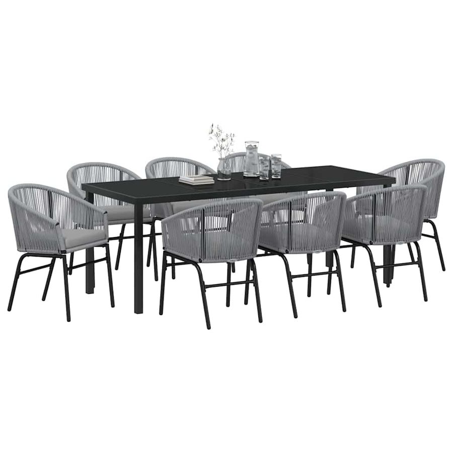 Tuin Eettafelset 9 Pcs Antraciet Gepoedercoat Staal
