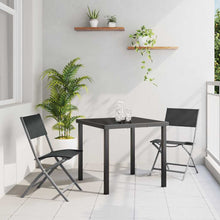 Tuin eettafelset 3 pcs Zwart Gepoedercoat staal