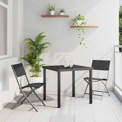 Tuin eettafelset 3 pcs Zwart Gepoedercoat staal