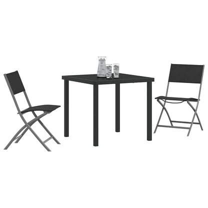 Tuin eettafelset 3 pcs Zwart Gepoedercoat staal