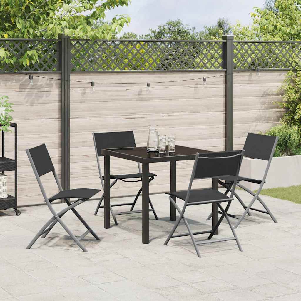 Tuin eettafelset 5 pcs Zwart Gepoedercoat staal