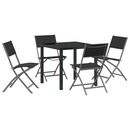 Tuin eettafelset 5 pcs Zwart Gepoedercoat staal