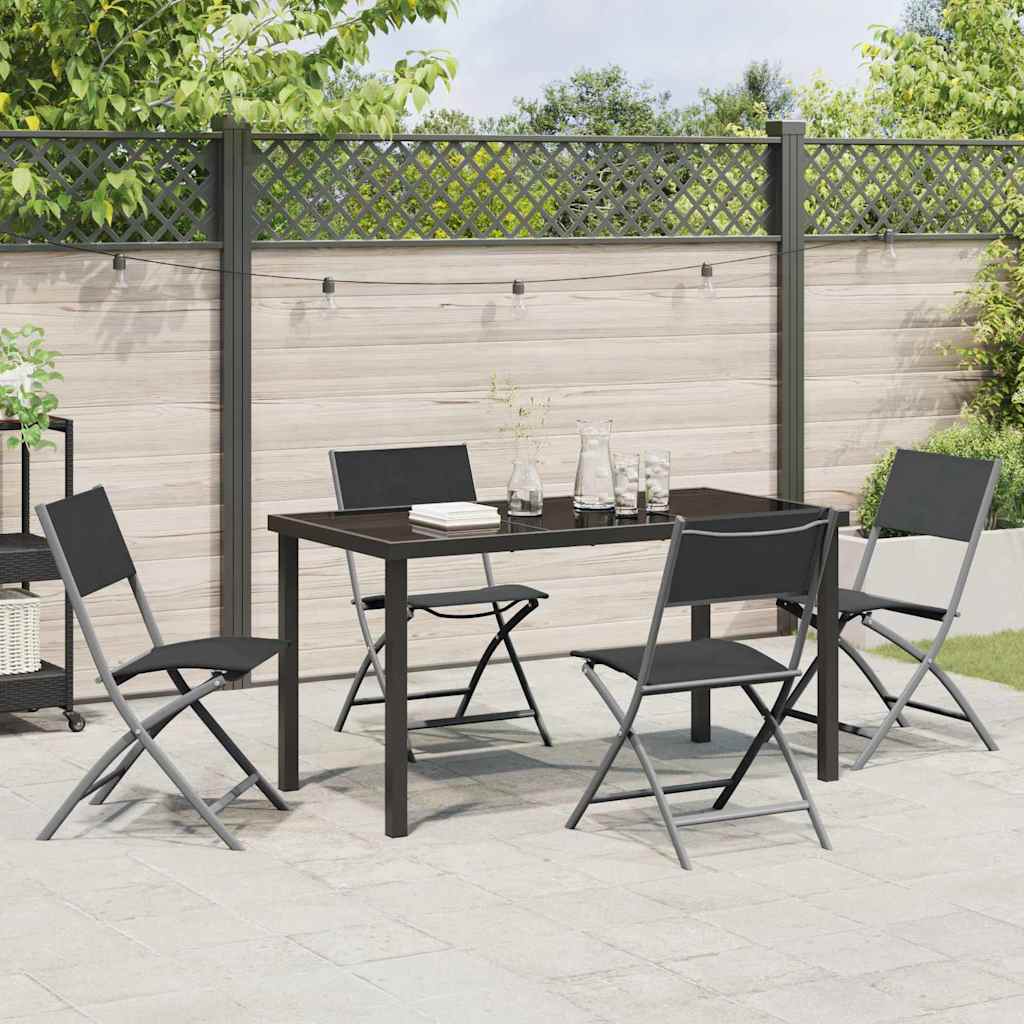 Tuin eettafelset 5 pcs Zwart Gepoedercoat staal