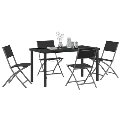 Tuin eettafelset 5 pcs Zwart Gepoedercoat staal