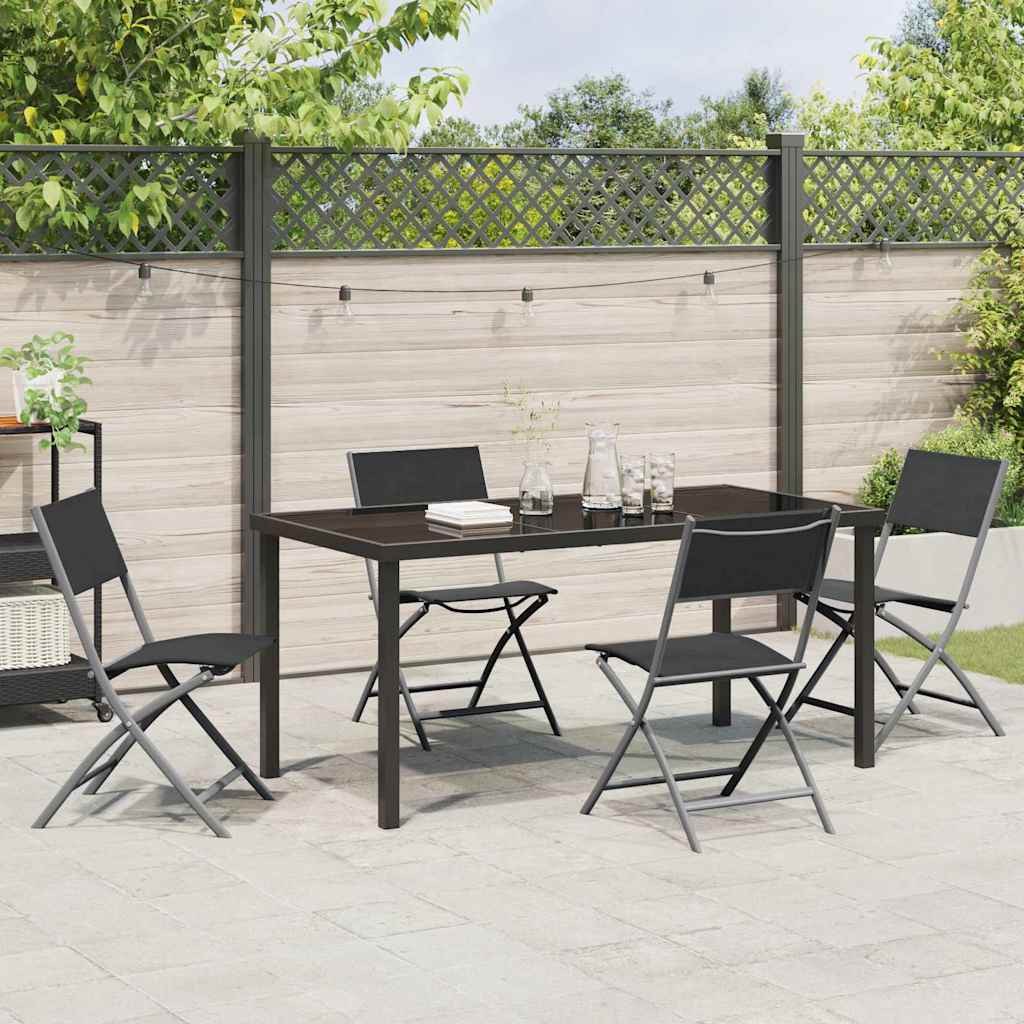 Tuin eettafelset 5 pcs Zwart Gepoedercoat staal