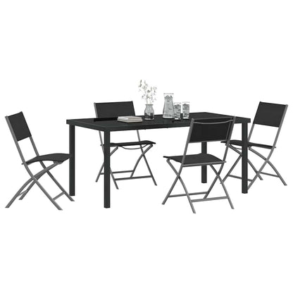 Tuin eettafelset 5 pcs Zwart Gepoedercoat staal