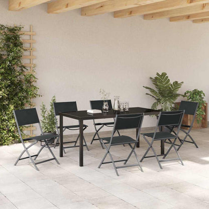 Tuin eettafelset 7 pcs Zwart Gepoedercoat staal