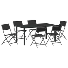 Tuin eettafelset 7 pcs Zwart Gepoedercoat staal