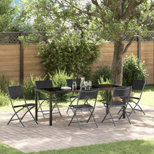 Tuin eettafelset 7 pcs Zwart Gepoedercoat staal