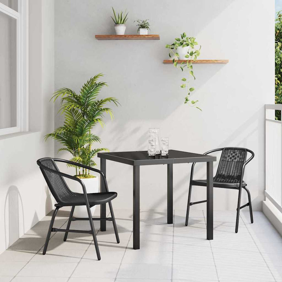 Tuin eettafelset 3 pcs Zwart Gepoedercoat staal