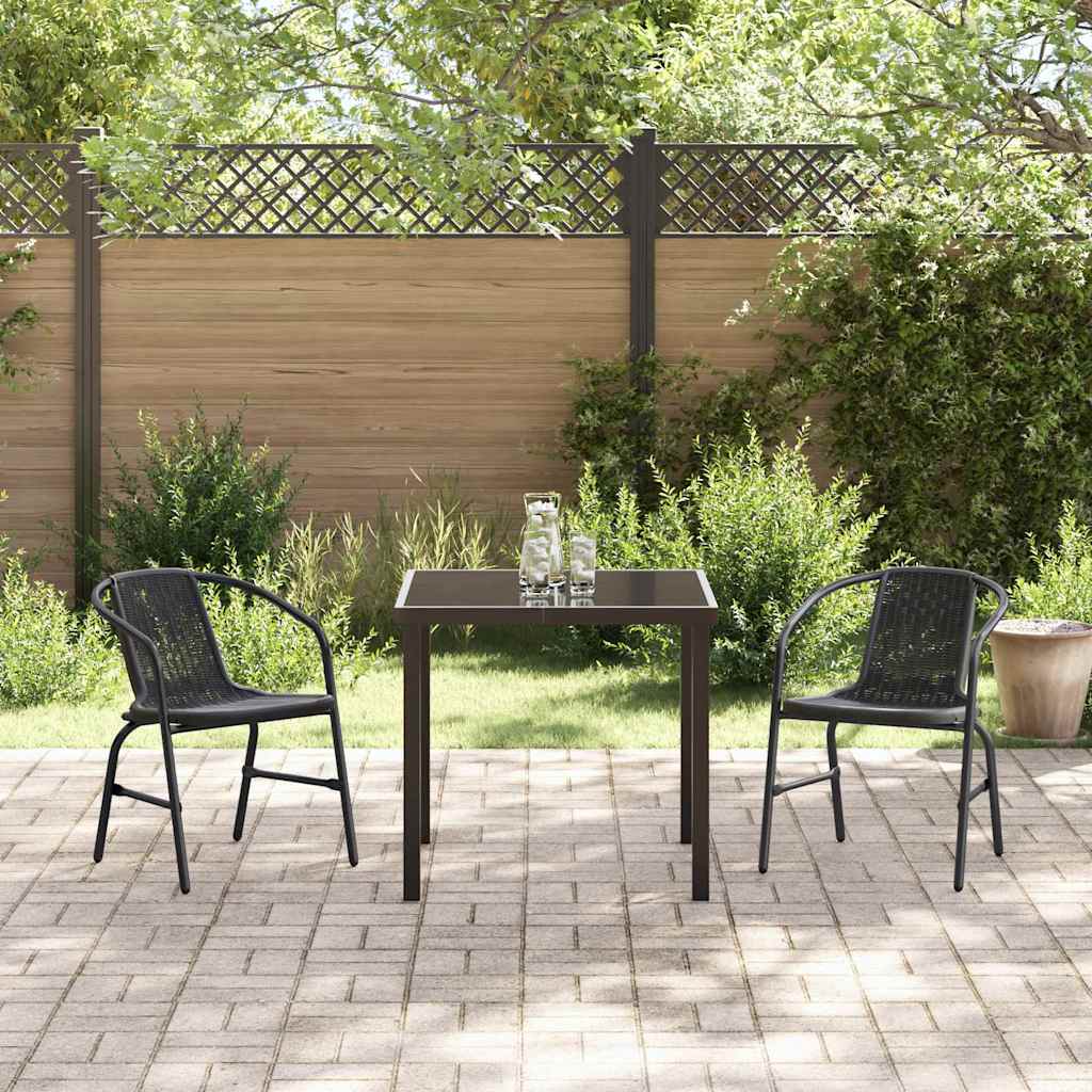 Tuin eettafelset 3 pcs Zwart Gepoedercoat staal