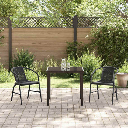 Tuin eettafelset 3 pcs Zwart Gepoedercoat staal