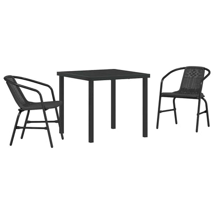 Tuin eettafelset 3 pcs Zwart Gepoedercoat staal