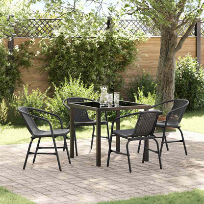 Tuin eettafelset 5 pcs Zwart Gepoedercoat staal