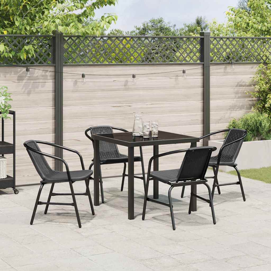 Tuin eettafelset 5 pcs Zwart Gepoedercoat staal