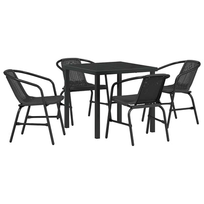 Tuin eettafelset 5 pcs Zwart Gepoedercoat staal