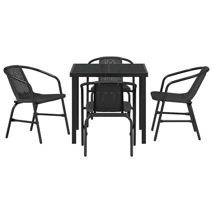 Tuin eettafelset 5 pcs Zwart Gepoedercoat staal