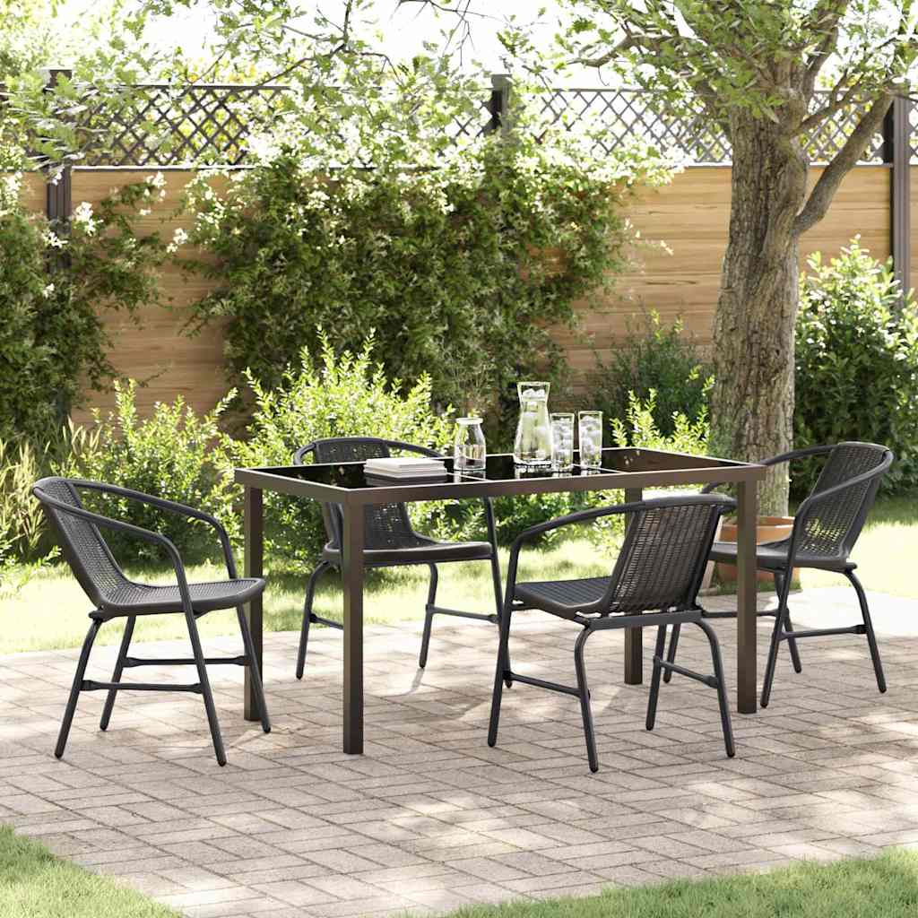 Tuin eettafelset 5 pcs Zwart Gepoedercoat staal