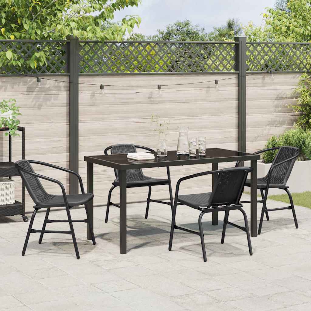 Tuin eettafelset 5 pcs Zwart Gepoedercoat staal